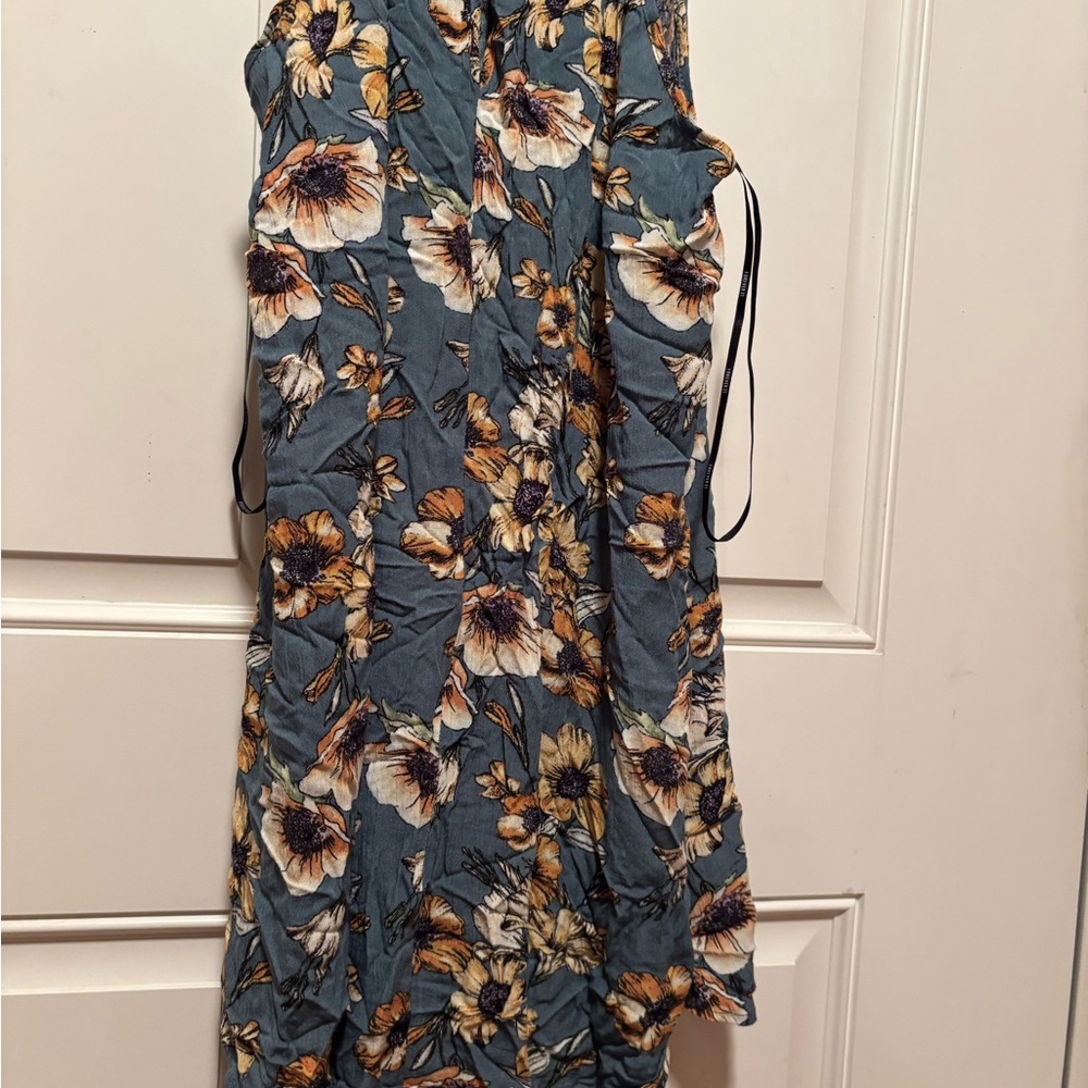 Forever 21 Blue and Orange Spaghetti Strap Maxi Dress